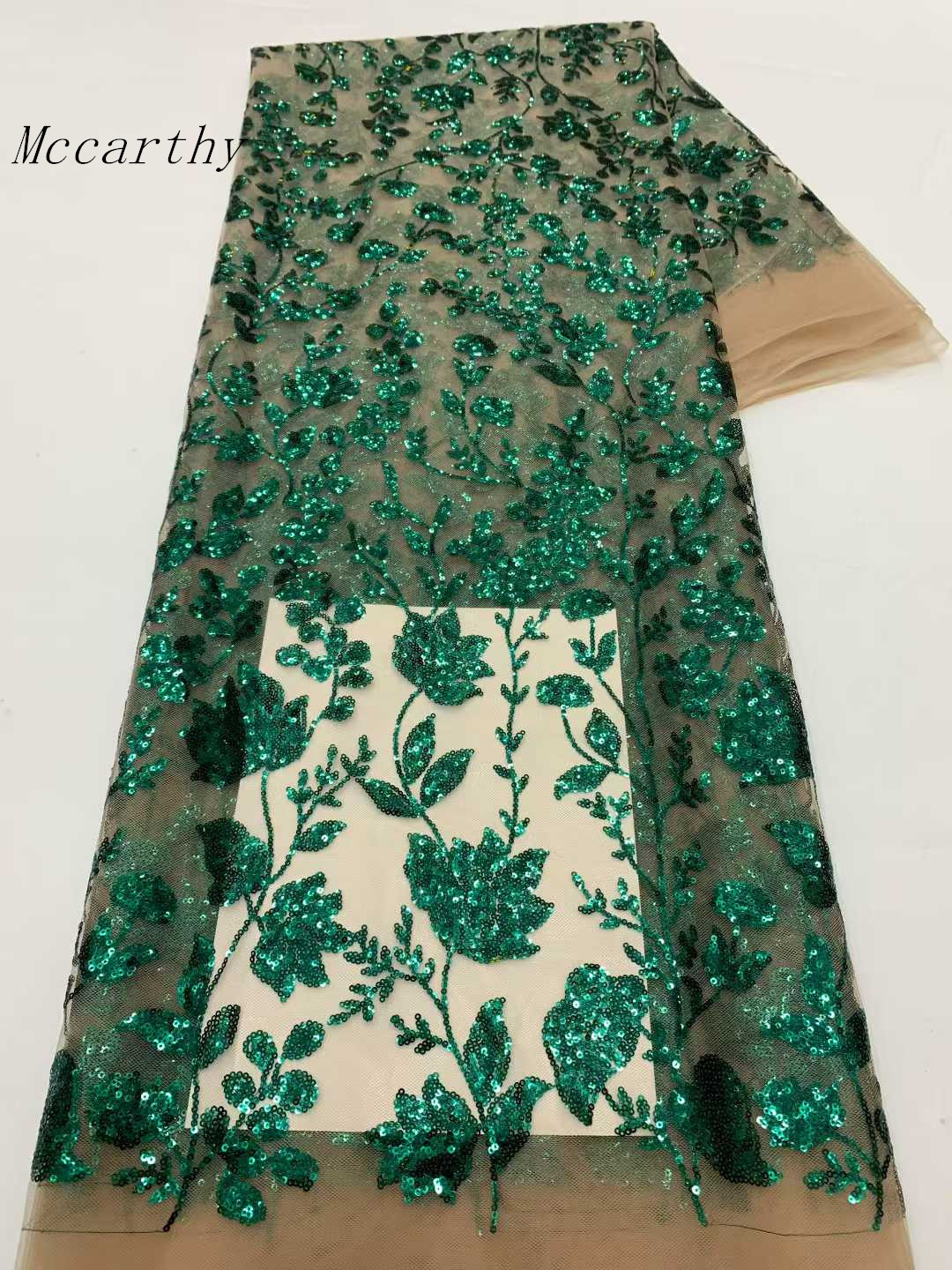 Embroidery Net Fabric - Tela de encaje africano con lentejuelas,
