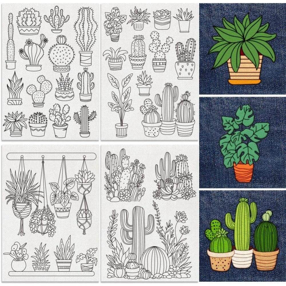Embroidery Cloth - 30 pegatinas de bordado de cactus
