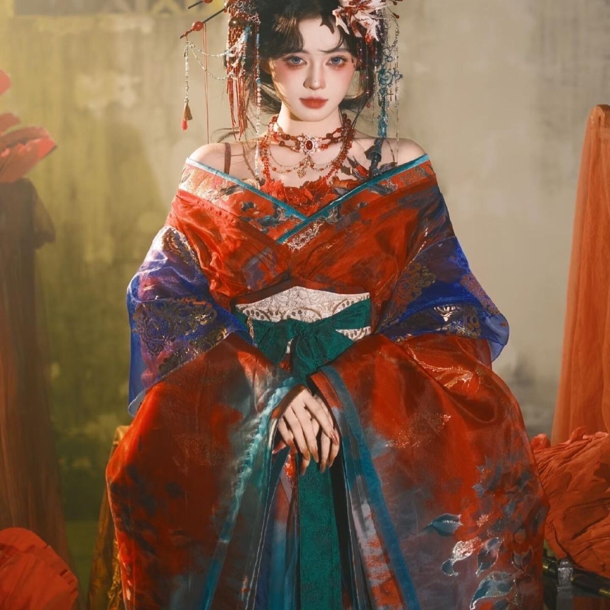 Embroidery Uniform - Traje Tradicional Hanfu Negro y Azul