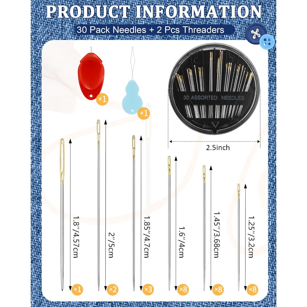 Embroidery Needle - Juego de 30 Agujas de Coser
