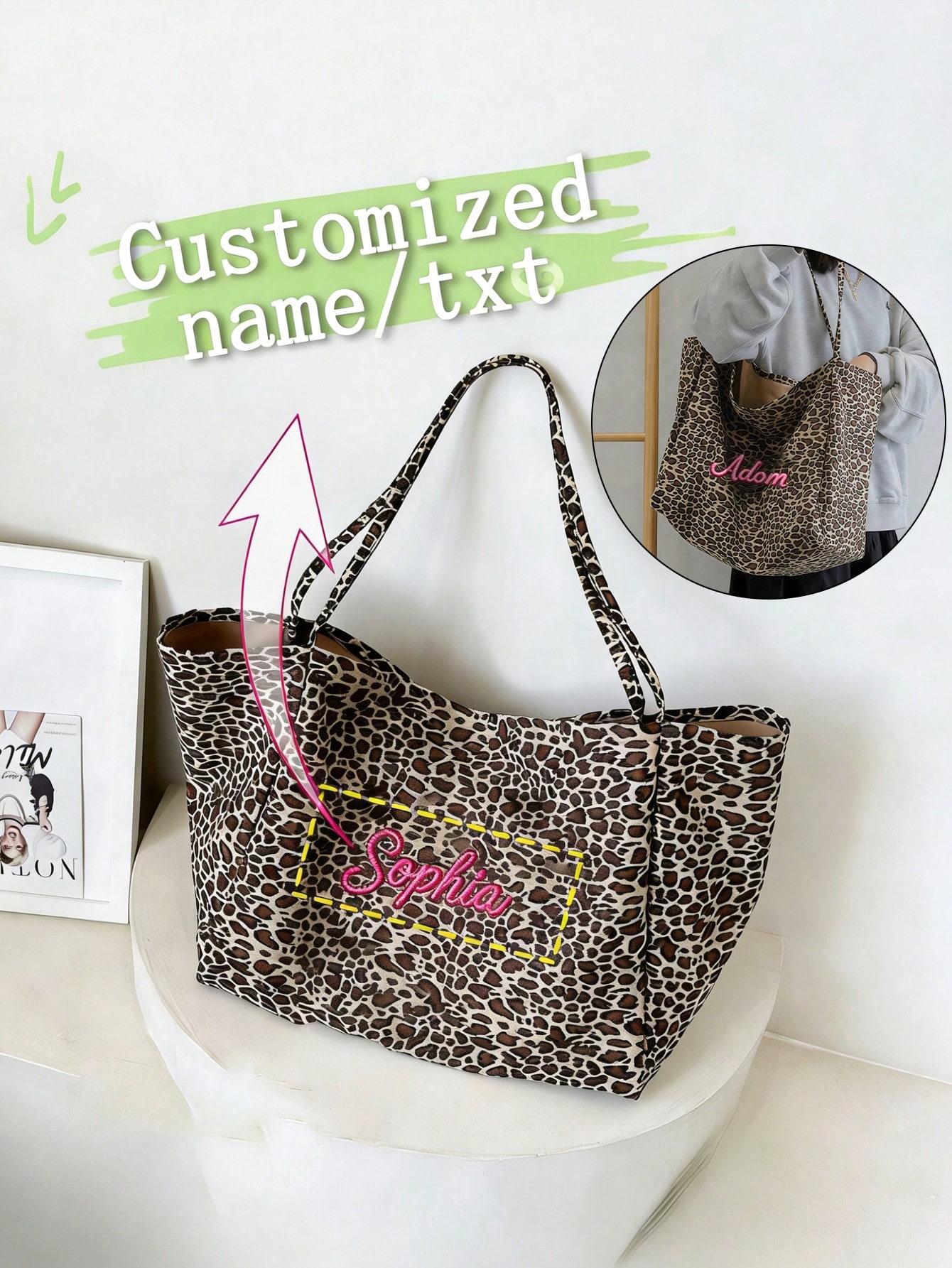 Embroidery Names - Bolso de mano con estampado de