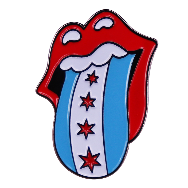 Embroidery Lips - Pin esmaltado con bandera de Chicago,