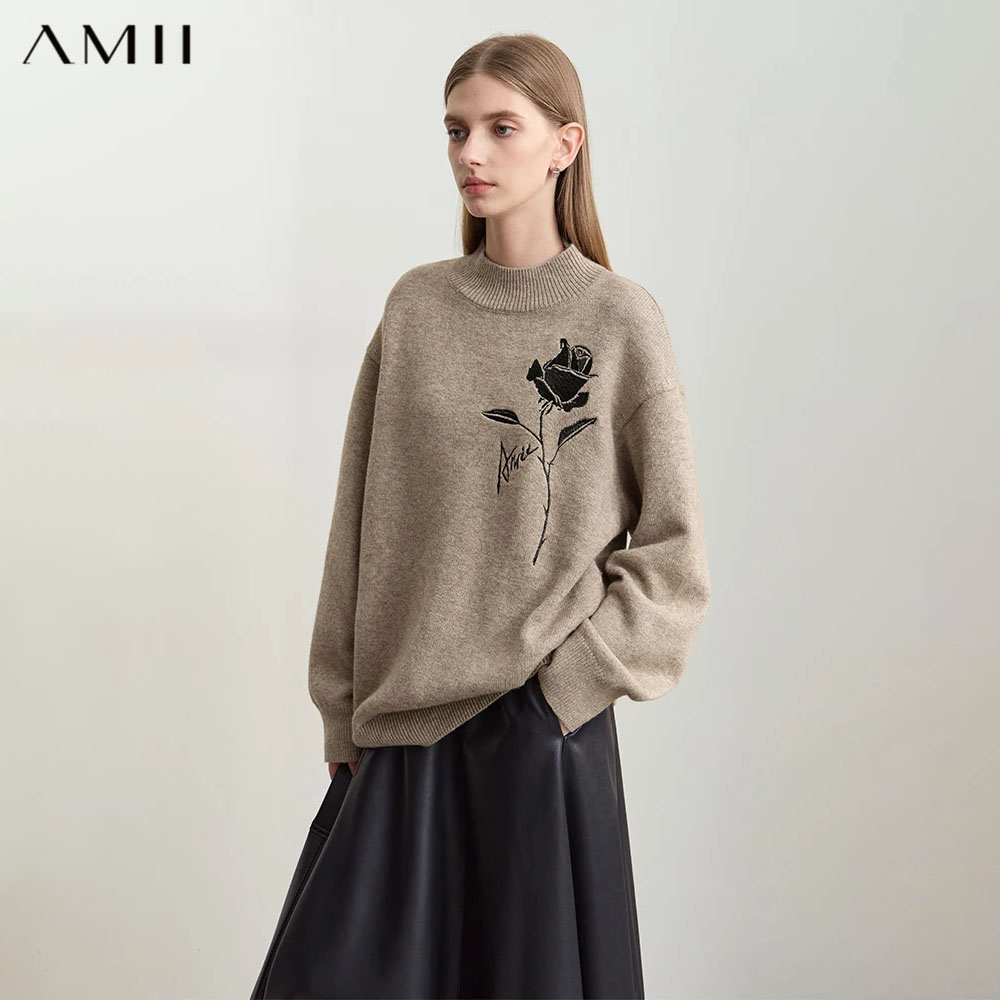 Embroidery Roses - Suéteres Amii para Otoño Invierno, Ropa