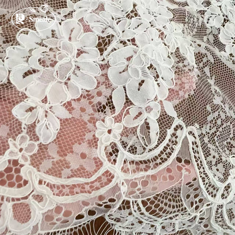 Embroidery White - 3 metros. Tela de encaje de