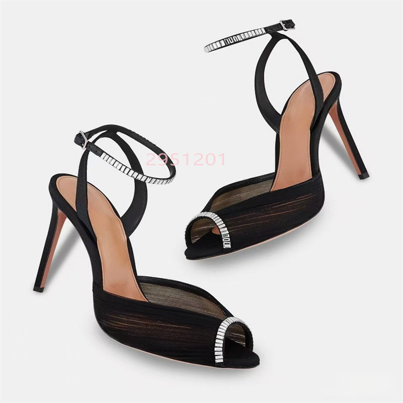 Embroidery White - Sandalias De malla De encaje blanco