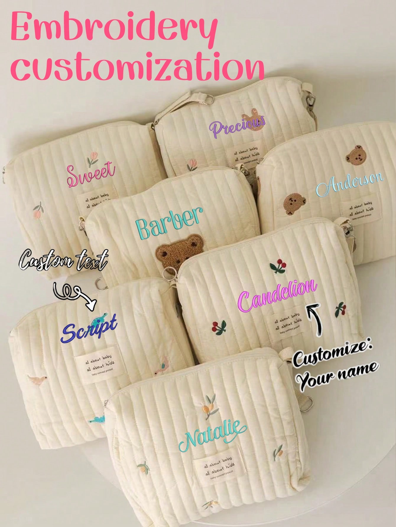 Embroidery Names - Bolsa de pañales para bebé con