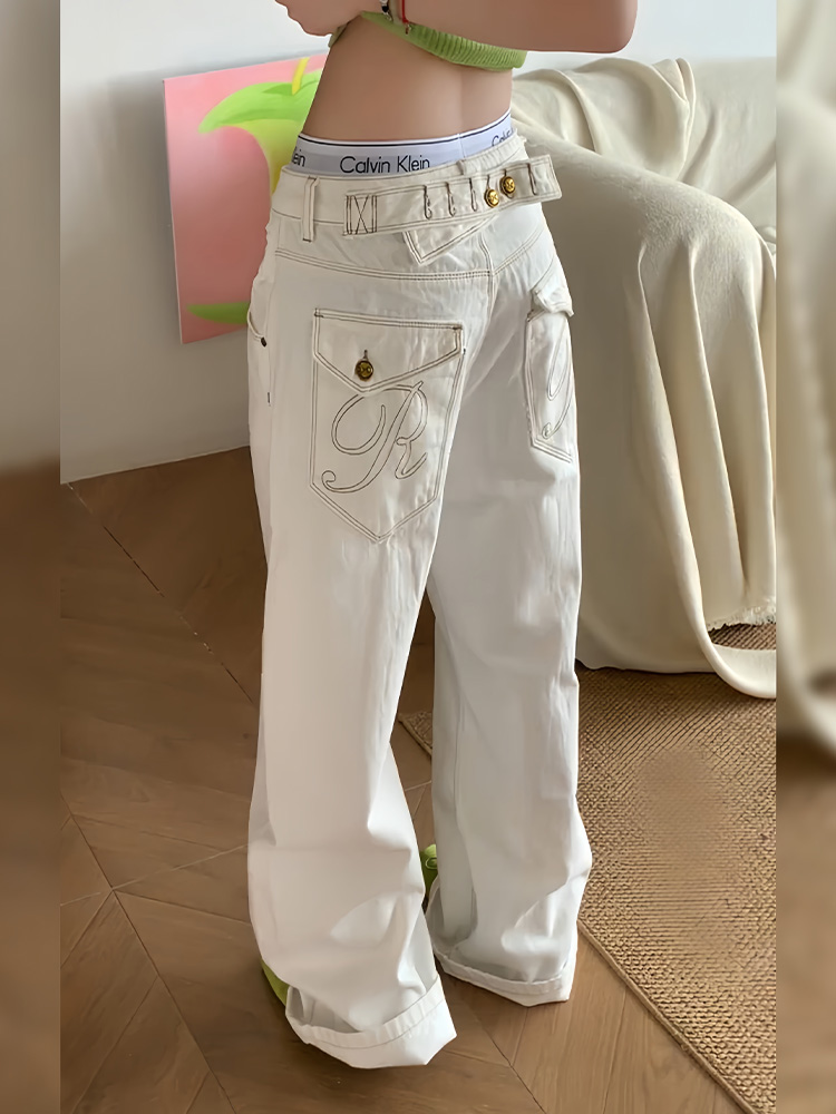 Jeans de mezclilla blancos est - Embroidery White reseña y precio