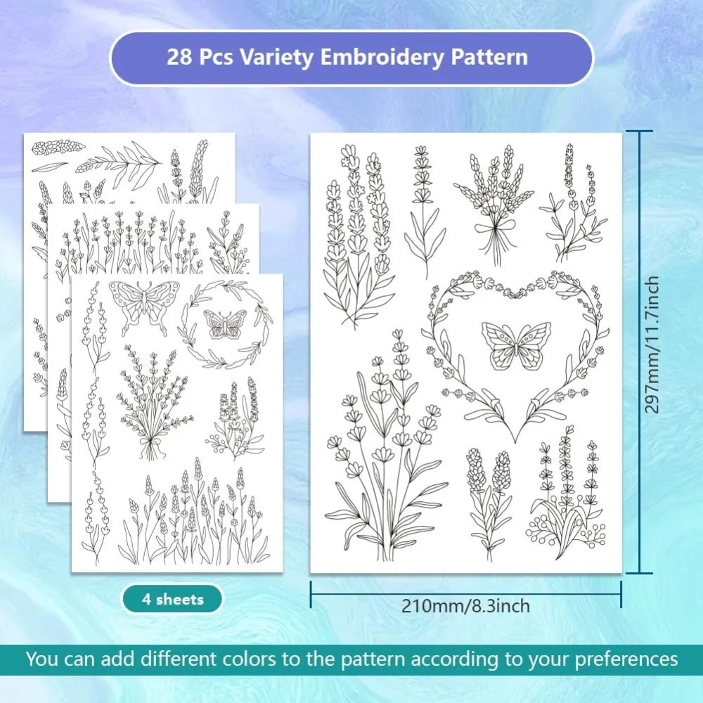 4 hojas de lavanda flor maripo - Embroidery Cloth reseña y precio