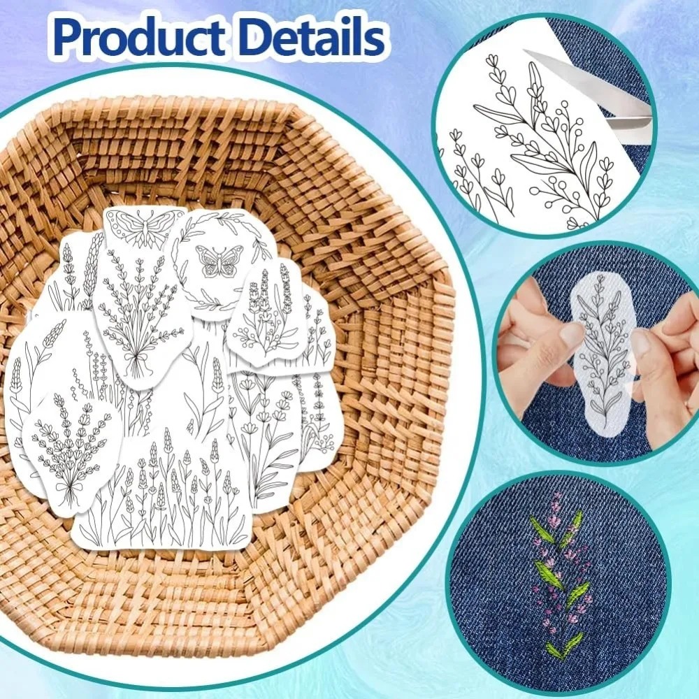 4 hojas de lavanda flor maripo - Embroidery Cloth reseña y precio