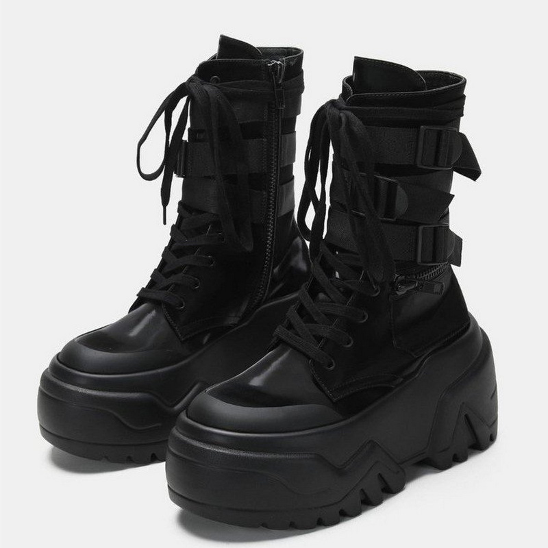 Botas de plataforma gruesas de - Embroidery White reseña y precio
