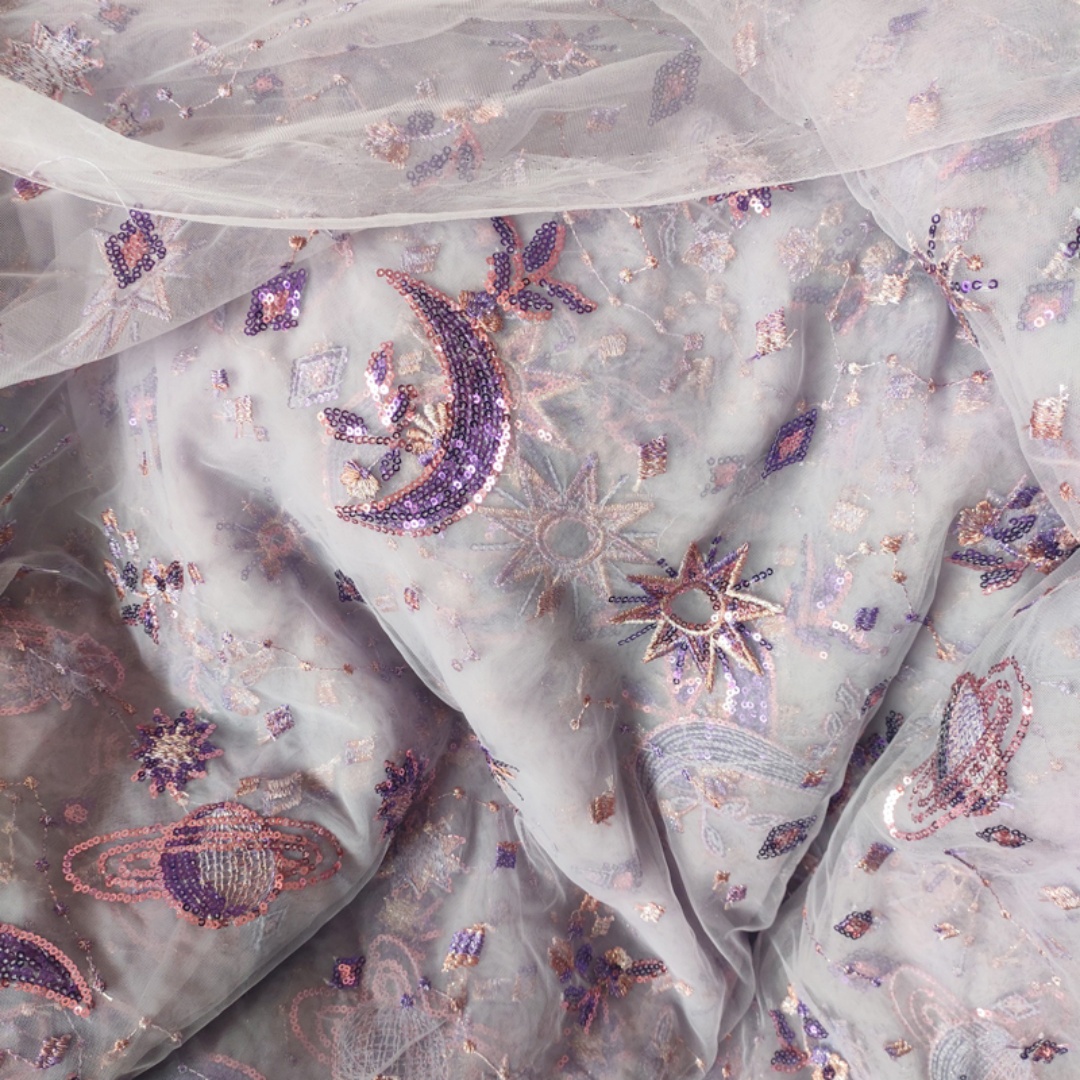 0,5 metros de ancho púrpura 55 - Embroidery Net Fabric reseña y precio