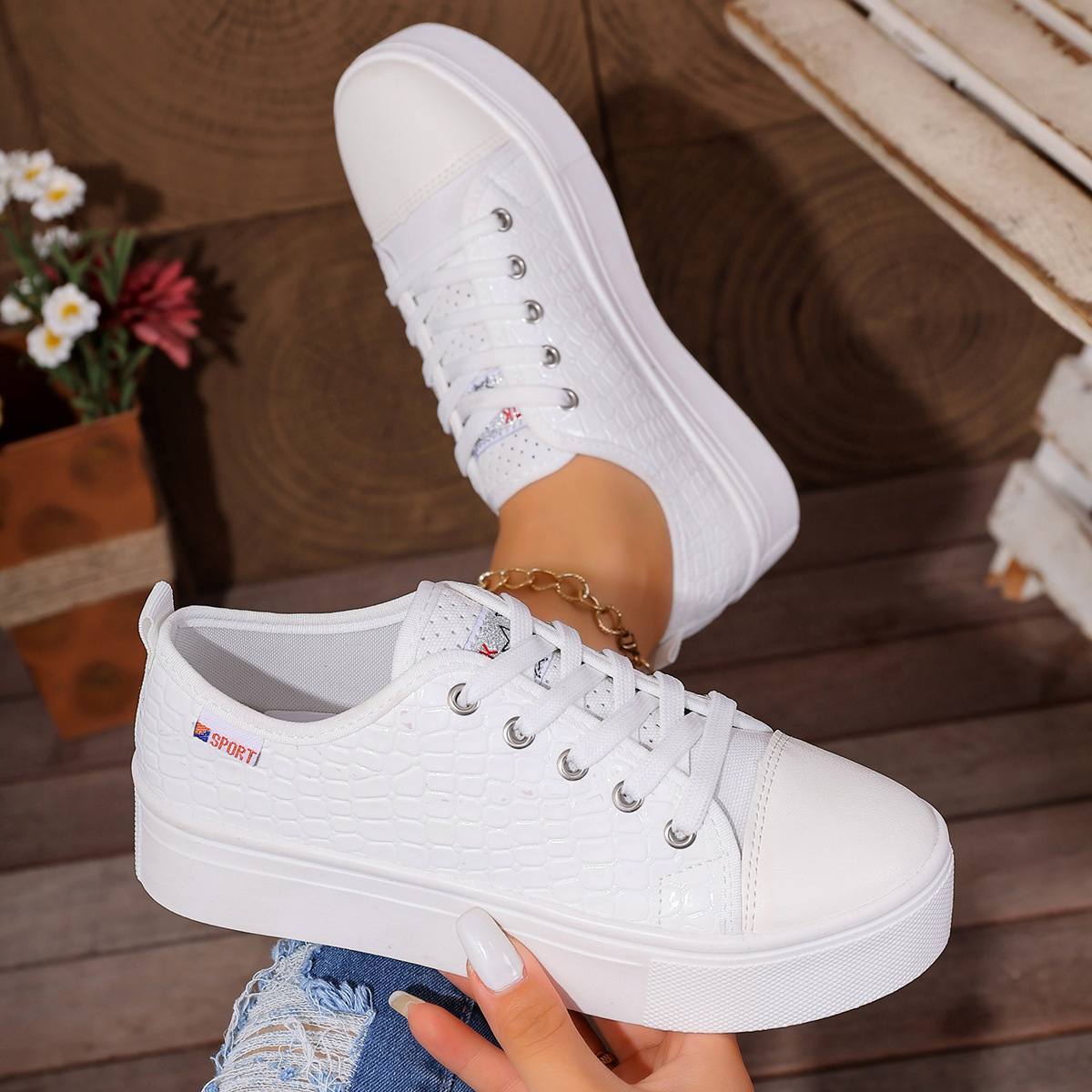 Nuevos zapatos planos informal - Embroidery White reseña y precio