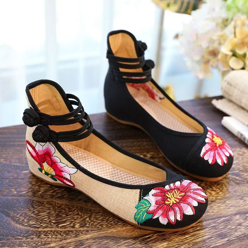 Zapatos de cuña de tela bordad - Embroidery Cloth reseña y precio