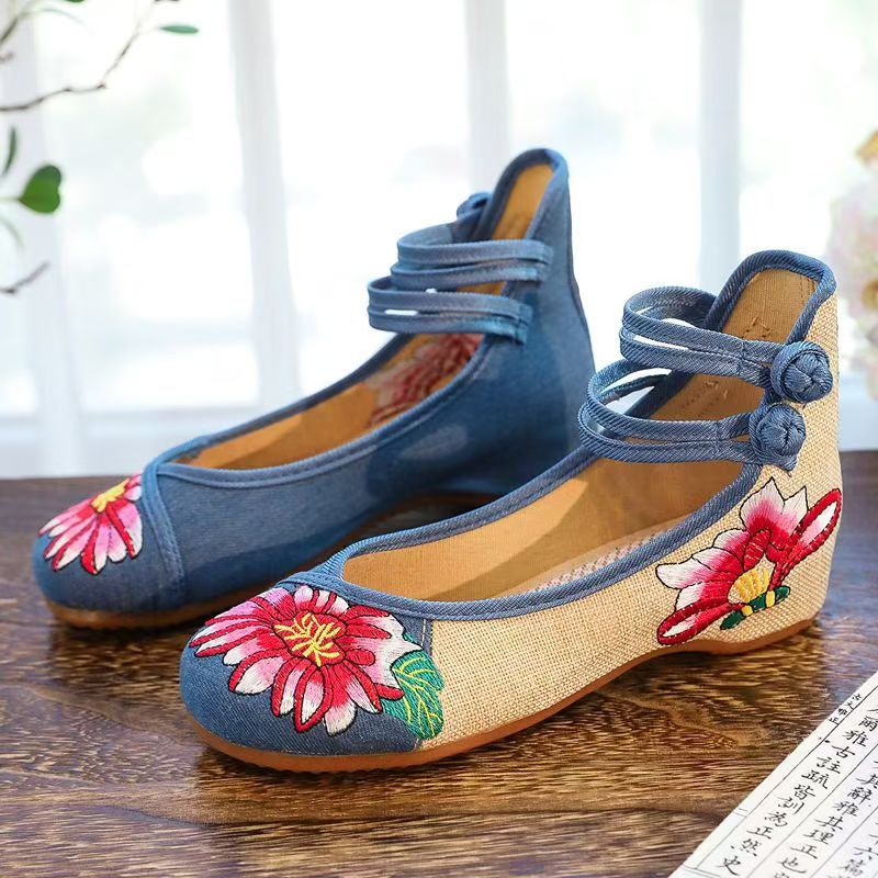 Zapatos de cuña de tela bordad - Embroidery Cloth reseña y precio