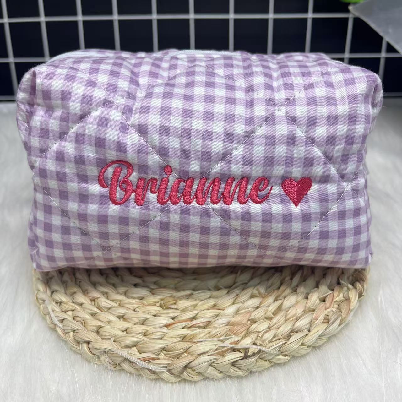 Bolsa de cosméticos a rayas de - Embroidery Names reseña y precio