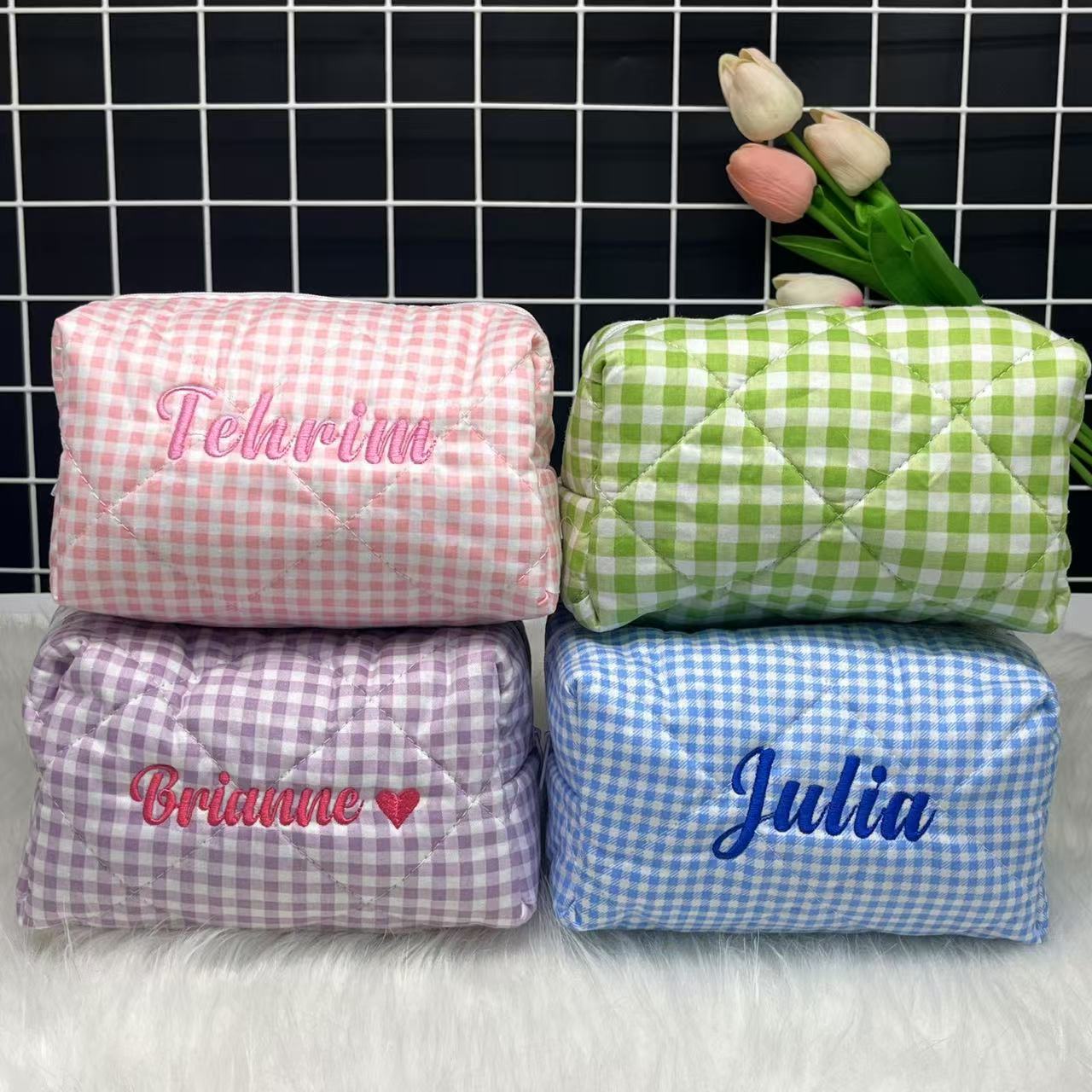 Bolsa de cosméticos a rayas de - Embroidery Names reseña y precio