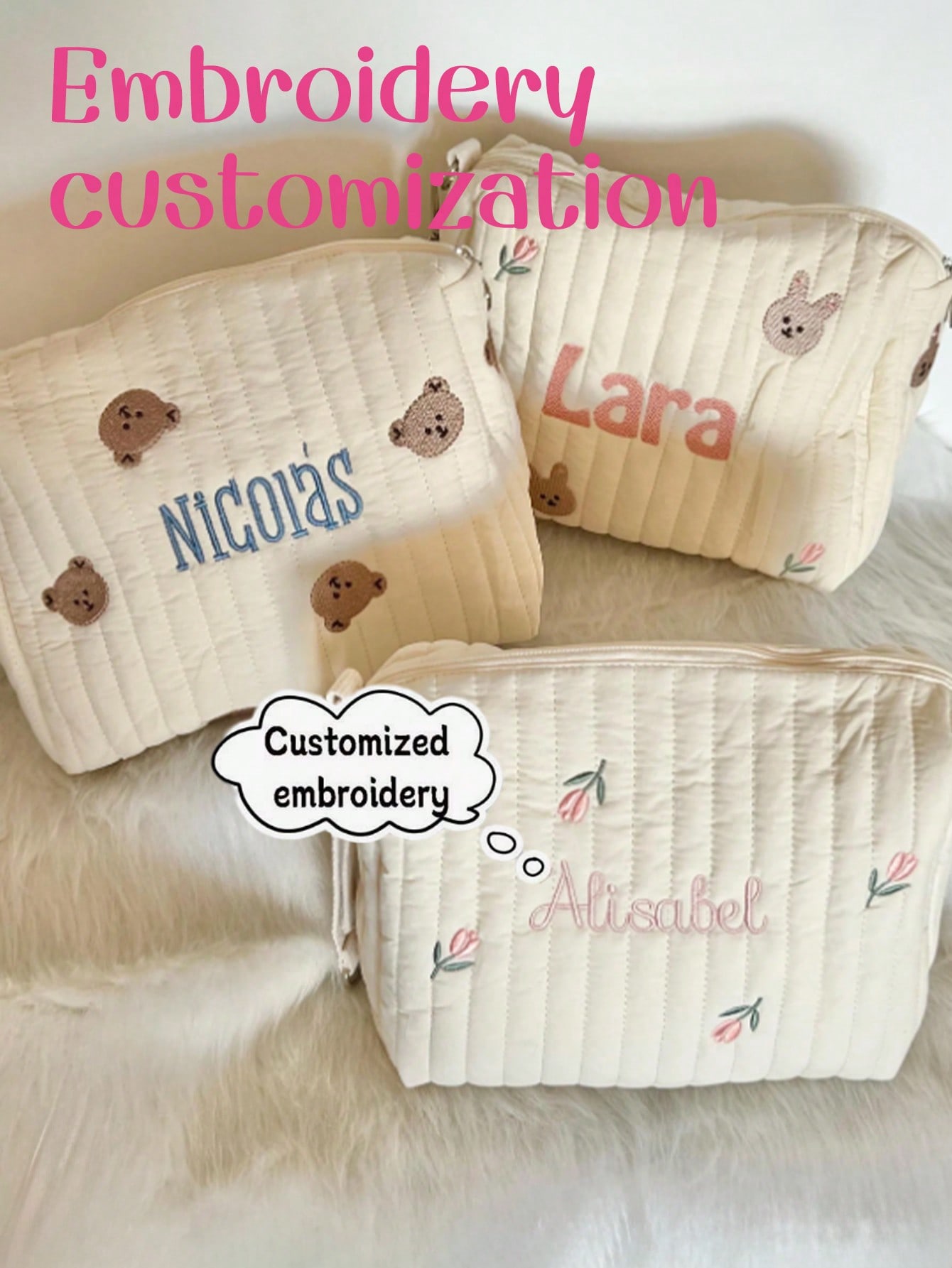Bolsa de pañales para bebé con - Embroidery Names reseña y precio