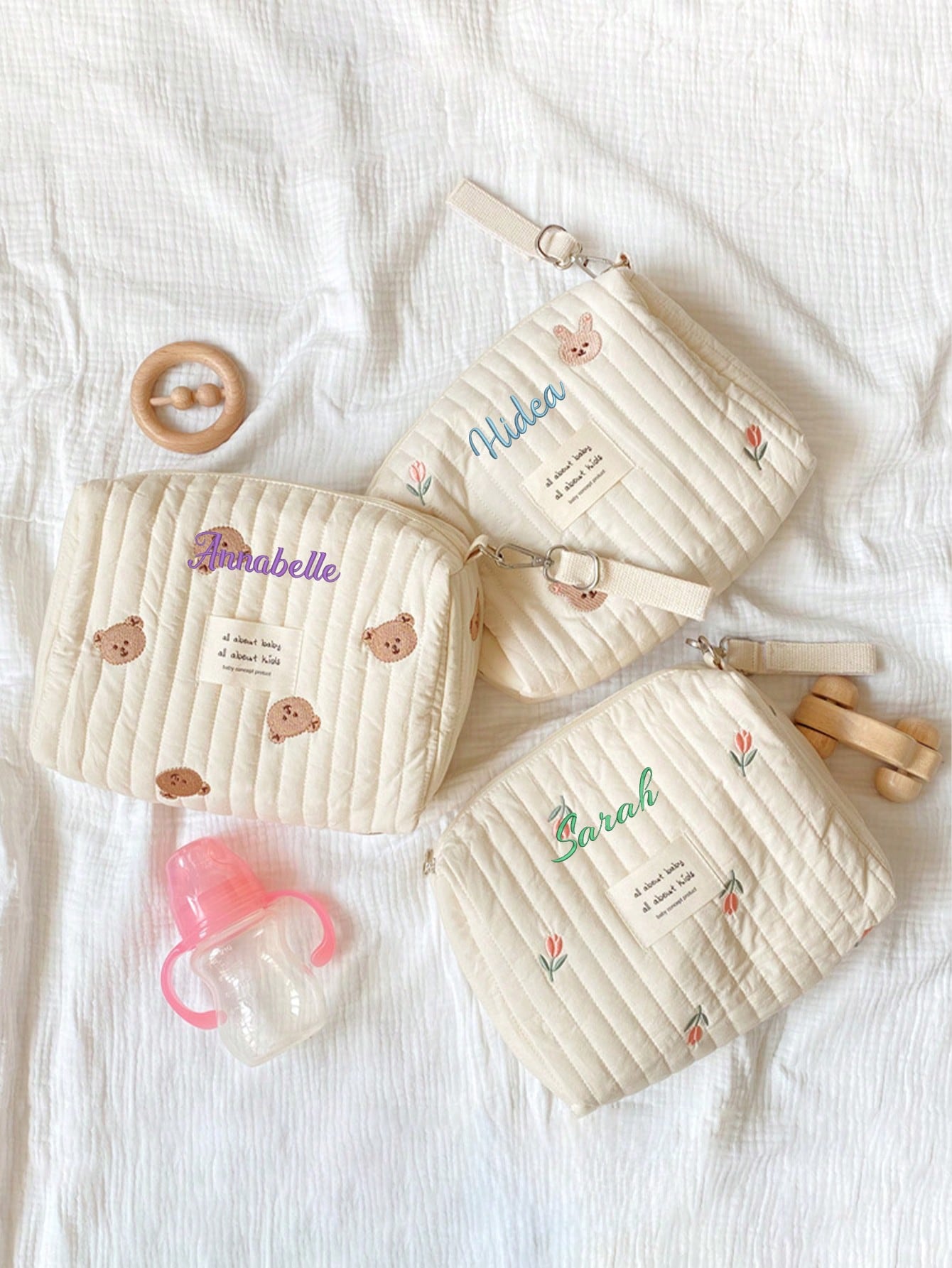 Bolsa de pañales para bebé con - Embroidery Names reseña y precio